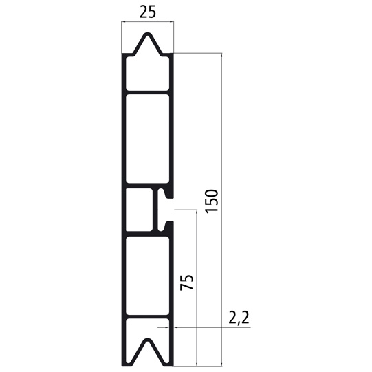 ALU Aufstecklatte 150 x 25mm Airlinesystem Fixlänge 3250mm 