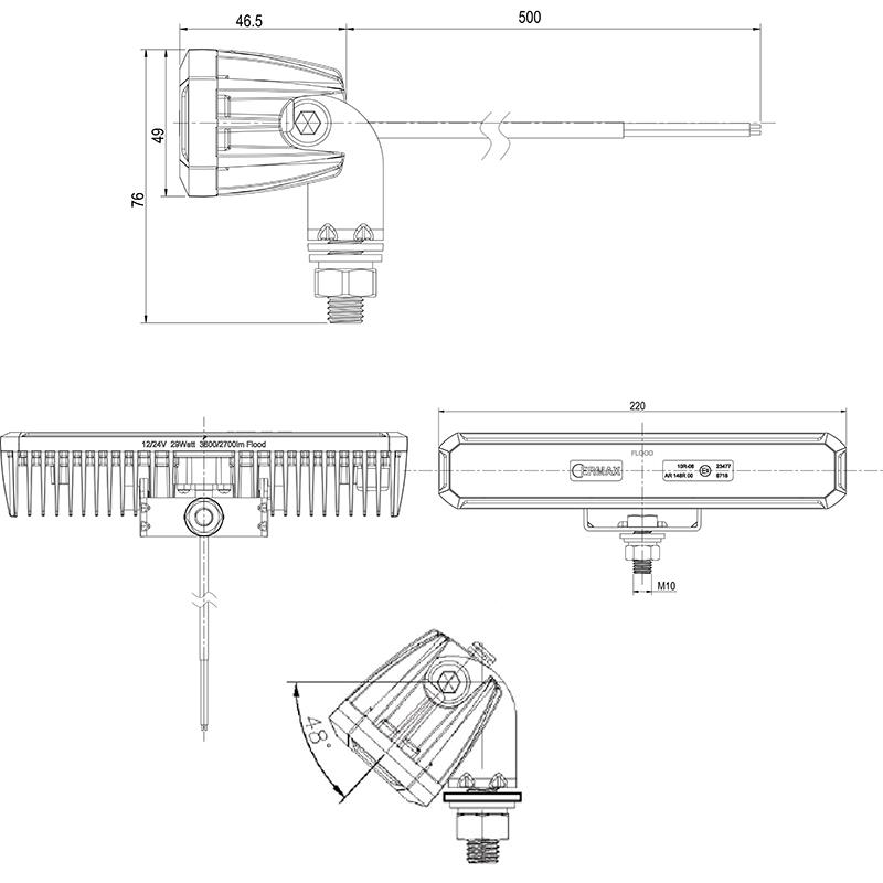 Arbeitsscheinwerfer mit 8 Leuchtdioden 2700/ 3600 Lumen