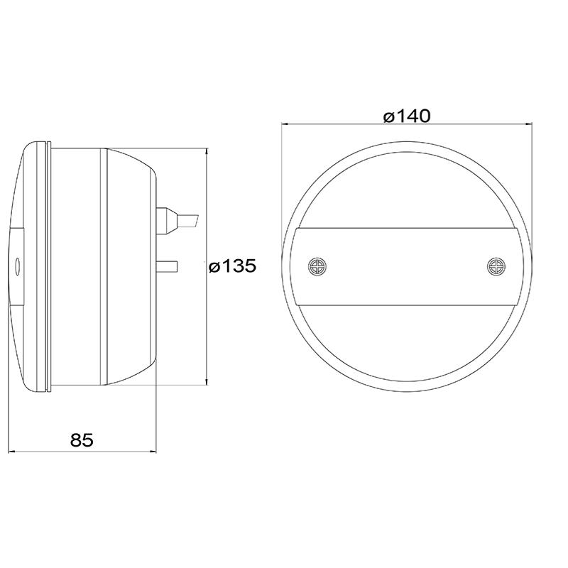 LED Rückfahrscheinwerfer 12/24 V rund 140mm Durchmesser 