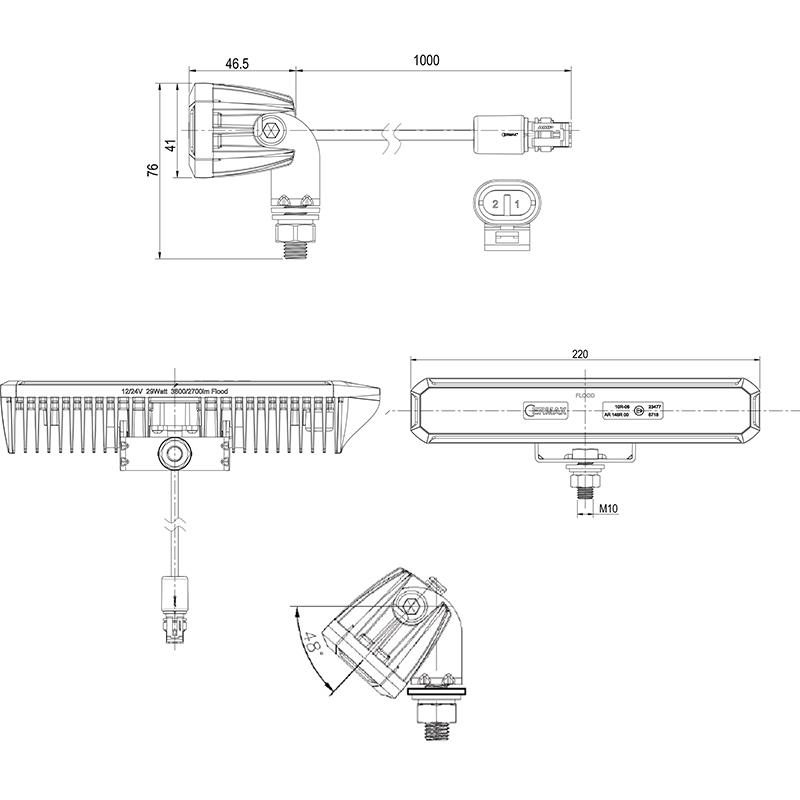 Arbeitsscheinwerfer mit 8 Leuchtdioden 2700/ 3600 Lumen