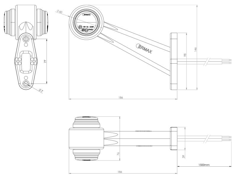 LED Begrenzungsleuchte 12 und 24V geneigte Ausführung